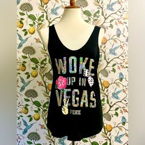 PINK Victorias Secret Sequined Woke up in Vegas Tank ✨ SZ Small
